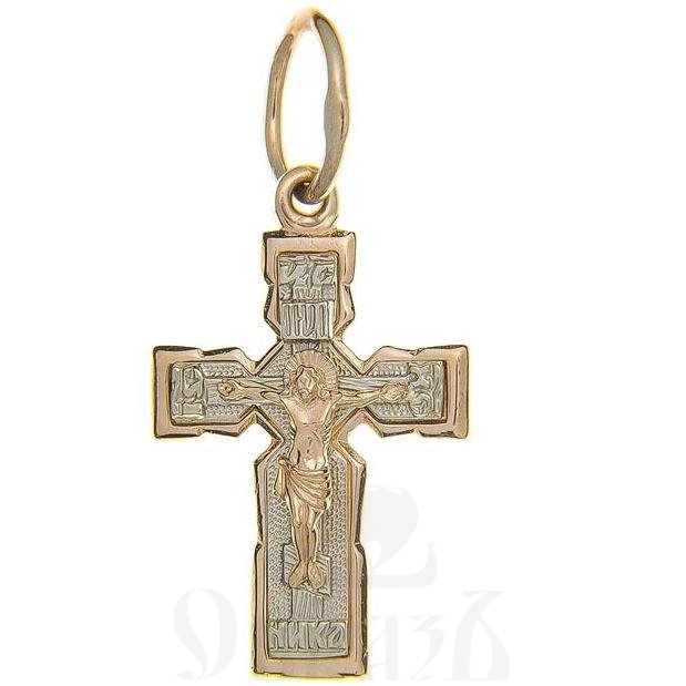 золотой крест с молитвой "спаси и сохрани", 585 проба красного и белого цвета (арт. п10135-з5кб)