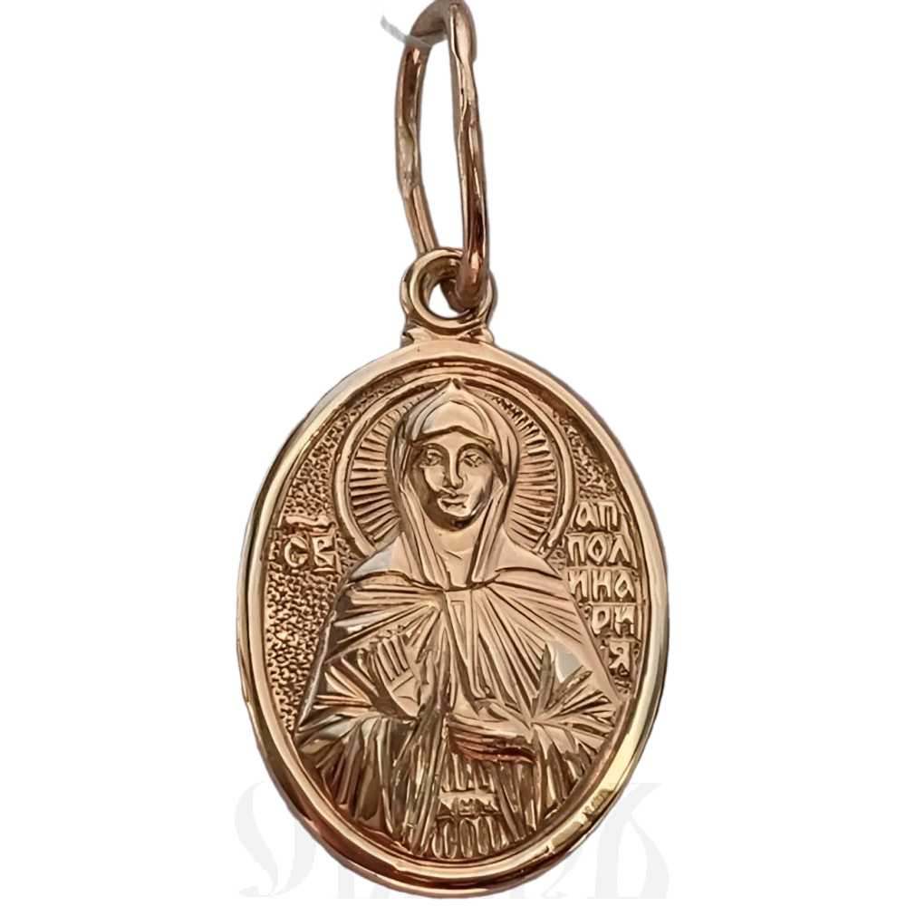 нательная икона святая аполлинария, золото 585 пробы красное (артикул 25-077)