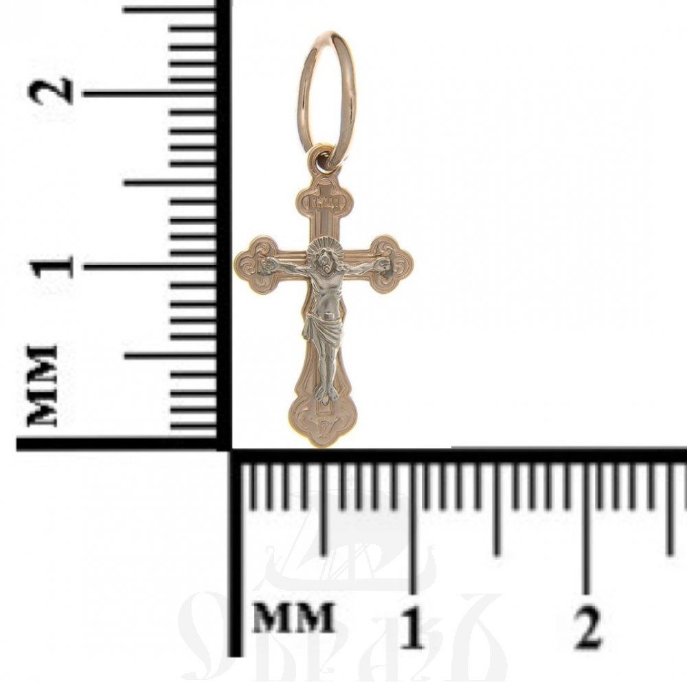 золотой крест трилистник с молитвой "спаси и сохрани", 585 проба красного и белого цвета (арт. п10003-з5кб)