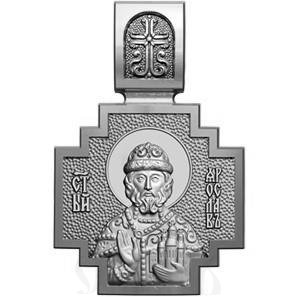 нательная икона св. благоверный князь ярослав мудрый, серебро 925 проба с платинированием (арт. 06.088р)