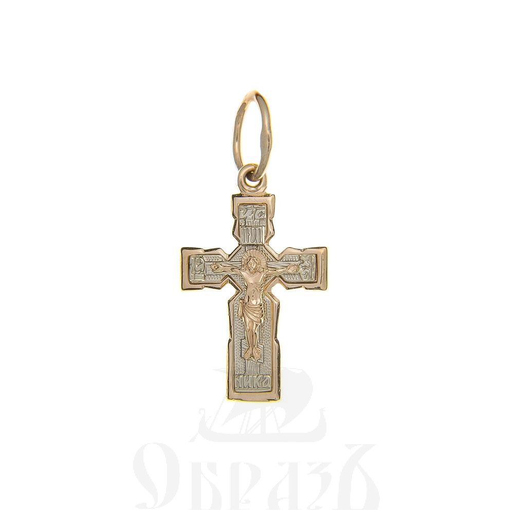 золотой крест с молитвой "спаси и сохрани", 585 проба красного и белого цвета (арт. п10135-з5кб)