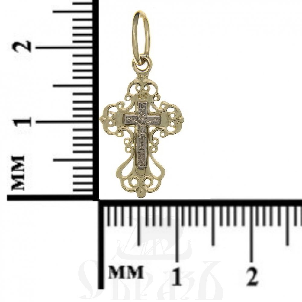 золотой крест с молитвой "спаси и сохрани", 585 проба желтого и белого цвета (арт. п10006-з5жб)