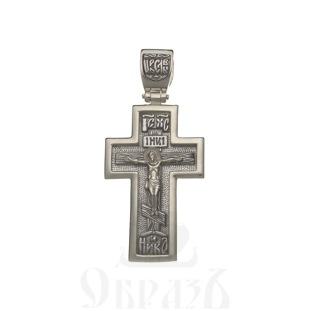 золотой крест с молитвой "отче наш", 585 проба белого цвета (арт. п30063-з5б)