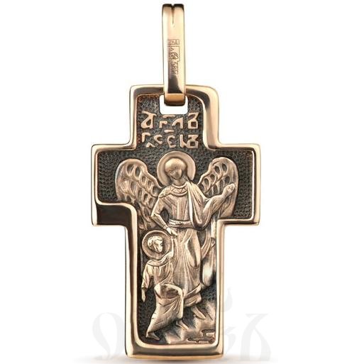 золотой крест с ангелом господень, 585 проба красного цвета (арт. 40281)